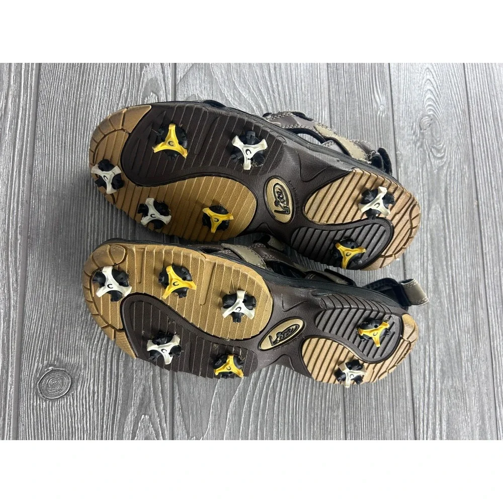 Lisco Mens Golf Sandals Brown Tan Spiked Cleated Strappy Athletic Shoes